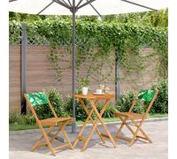 vidaXL Ensemble de Bistro 3 pcs - Motif Feuilles - Bois Massif