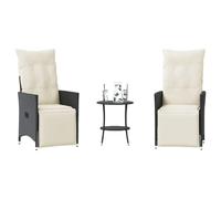 VIDAXL Ensemble de bistro 3 pcs Noir