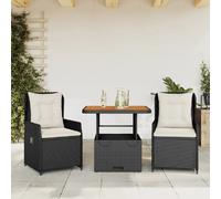 vidaXL Ensemble de bistro 3 pcs noir
