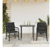 vidaXL Ensemble de bistro 3 pcs - Noir