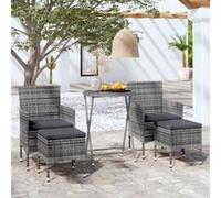vidaXL Ensemble de jardin bistrot 5 pièces Poly rotin et verre trempé Gris