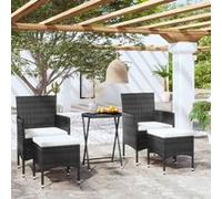 vidaXL Ensemble de jardin bistrot 5 pièces poly rotin et verre trempé noir