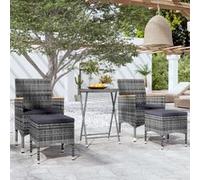 vidaXL Ensemble de Bistro 5 pcs Mobilier de Patio Ensemble de Meubles de Terrasse Extérieur Jardin Résine Tressée et Verre 3058395 Gris G