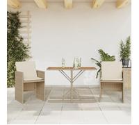 vidaXL Ensemble bistro 3 pièces (chaises et table) avec coussins Poly Rattan Beige