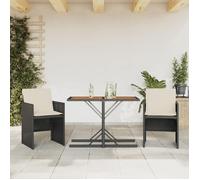 vidaXL Ensemble de Bistro avec Coussins 3 pcs, Chaises et Table de Patio, Meubles de Terrasse Arrière-cour Extérieur, Noir 365068