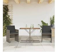 vidaXL Ensemble de Bistro avec Coussins 3 pcs, Chaises et Table de Patio, Meubles de Terrasse Arrière-cour Extérieur, Gris 365067