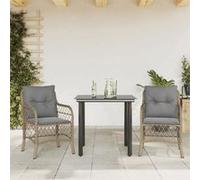 vidaXL Ensemble Bistro 3 pièces avec coussins Mélange beige Poly rotin