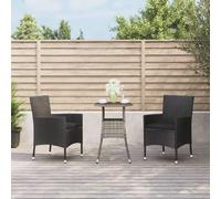vidaXL Ensemble de jardin bistrot 3 pièces avec coussins noir Poly rotin