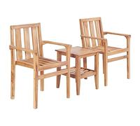 vidaXL Ensemble de Bistro de Jardin 3 pcs Teck Solide, Ensemble d'extérieur, Meuble d'extérieur, Tables et chaises, mobilier d'extérieur