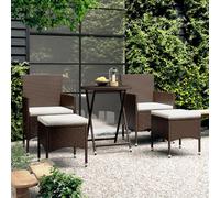 vidaXL Ensemble Bistro 5 pièces Poly-Rotin et verre trempé Marron