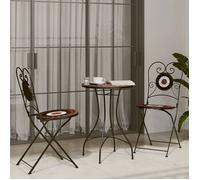 vidaXL Ensemble de mosaïque bistrot rouge terracotta et blanc fer et céramique