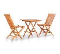 vidaXL Ensemble bistro pliable 3 pièces en teck massif Marron