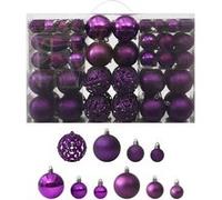 vidaXL Ensemble de Boules de Noël 100 pcs Décoration d'Arbre de Noël Ornement de Vacances Décoration de Noël Jardin Patio Terrasse Extérieur Violet Pourpre G