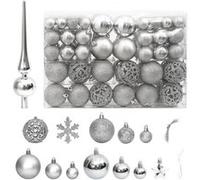 vidaXL Ensemble de boules de Noël 111 pièces argenté polystyrène, boule de sapin de Noël, décoration de Noël à suspendre, décoration de Noël Argent G