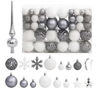 vidaXL Ensemble de boules de Noël 111 pièces blanc et gris polystyrène, boule de sapin de Noël, décoration de Noël à suspendre, décoration de Noël Multicolore G