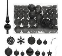 vidaXL Ensemble de boules de Noël 111 pièces noir polystyrène, boule de sapin de Noël, décoration de Noël à suspendre, décoration de Noël Noir G