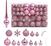 vidaXL Ensemble de boules de Noël 111 pièces rose polystyrène, boule de sapin de Noël, décoration de Noël à suspendre, décoration de Noël Rose G