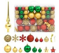 vidaXL Ensemble de boules de Noël 112 pcs rouge vert doré polystyrène, boule de sapin de Noël, décoration de Noël à suspendre, décoration de Noël Multicolore G