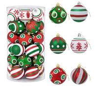 vidaXL Ensemble de Boules de Noël 30 pc Blanc, Rouge et Vert Ø 6 cm