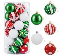 vidaXL Ensemble de Boules de Noël 30 pc Blanc, Rouge et Vert Ø 6 cm