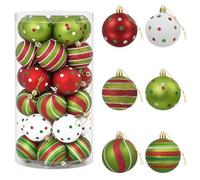 vidaXL Ensemble de Boules de Noël 30 pc Blanc, Rouge et Vert Clair