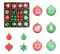 vidaXL Ensemble de Boules de Noël 40 pcs Rouge et Vert Plastique, Boules de Noël élégantes, Ornements minimalistes, décorations Fun pour Arbre, balles en Plastique légères