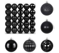 vidaXL Ensemble de Boules de Noël 50 pc Noir 8 cm Polystyrène