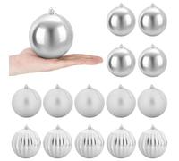 vidaXL Ensemble de Boules de Noël XL 15 pc Argenté Ø 10 cm Plastique