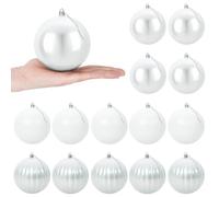 vidaXL Ensemble de Boules de Noël XL 15 pc Blanc Ø 10 cm Plastique