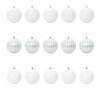 vidaXL Ensemble de boules de Noël XL 15 pcs – Plastique blanc, design moderne