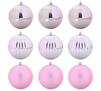 vidaXL Ensemble de boules de Noël XL 9 pcs, rose plastique