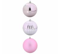 vidaXL Ensemble de boules de Noël XXL 3 pcs – Rose, plastique, décor salon