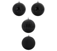 vidaXL Ensemble de boules de Noël XXL 4 pcs Noir Plastique Ø 20 cm LED