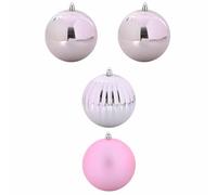 vidaXL Ensemble de Boules de Noël XXL 4 pcs Rose Ø 20 cm Plastique LED, Salon, Boules de Noël Modernes, déco élégante, Ornements festifs, Saison des fêtes