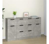vidaXL Ensemble de buffets 3 pcs Gris béton Bois d'ingénierie