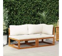 vidaXL Ensemble de canapé 2 pièces avec coussins blanc crème Acacia massif