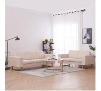vidaXL Ensemble de canapé 2 pcs Canapé droit 3 places Tissu crème
