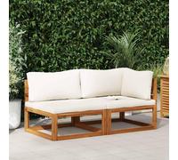 vidaXL Ensemble de canapé 2 pièces avec coussins blanc crème Acacia massif