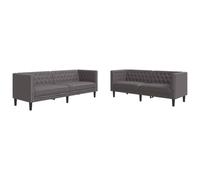 Canape droit 3 places en simili-cuir gris 74.5 x 174 x 70.5 cm
