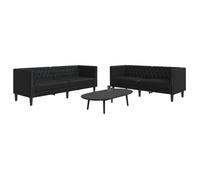 vidaXL Ensemble de canapé Chesterfield 2 pcs Similicuir Noir