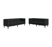 vidaXL Ensemble de canapé Chesterfield 2 pcs Similicuir Noir