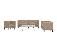 Vidaxl Ensemble De Canapé Chesterfield 3 Pcs Cappuccino Similicuir