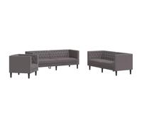 Vidaxl Canapé 3 places Chesterfield - Similicuir gris