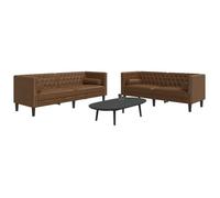 vidaXL Ensemble de canapé Chesterfield avec traversins 2 pièces Marron