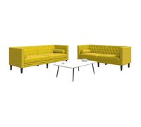 vidaXL Ensemble de canapé Chesterfield et traversins 2 pcs velours Jaune G