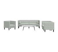 vidaXL Ensemble de canapé Chesterfield et traversins 3 pcs gris clair