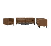vidaXL Ensemble de canapé Chesterfield et traversins 3 pcs marron, canapé, siège de canapé, canapé relax, canapé confort, 3209290