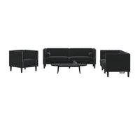 vidaXL Ensemble de canapé Chesterfield 3 pièces traversins velours noir