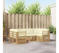 vidaXL Ensemble de canapé d'angle 6 pcs Blanc et crème Polyester