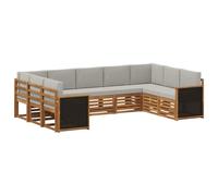 vidaXL Ensemble de canapé d'angle 7 pcs Naturel et Gris Clair, Mobilier de Jardin, Ensemble Lounge Moderne, canapé Solide, sièges sectionnels pour terrasse et Salon